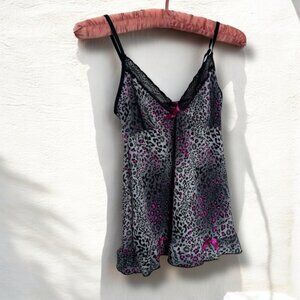 Y2K Fairycore Leopard Print Lace Trim Cami whimsigoth punk S